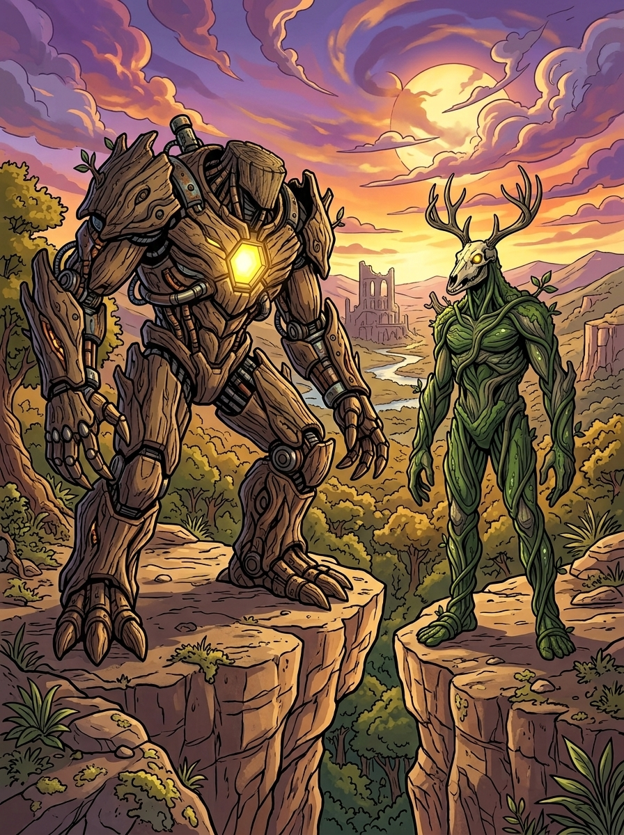Altir's Fall — page 2 panel 1: Redwood approaches Eldar, his central chest light glowing with tense agitation.